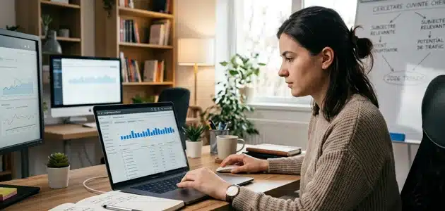 woman-writting-on-a-laptop-strategie-de-continut